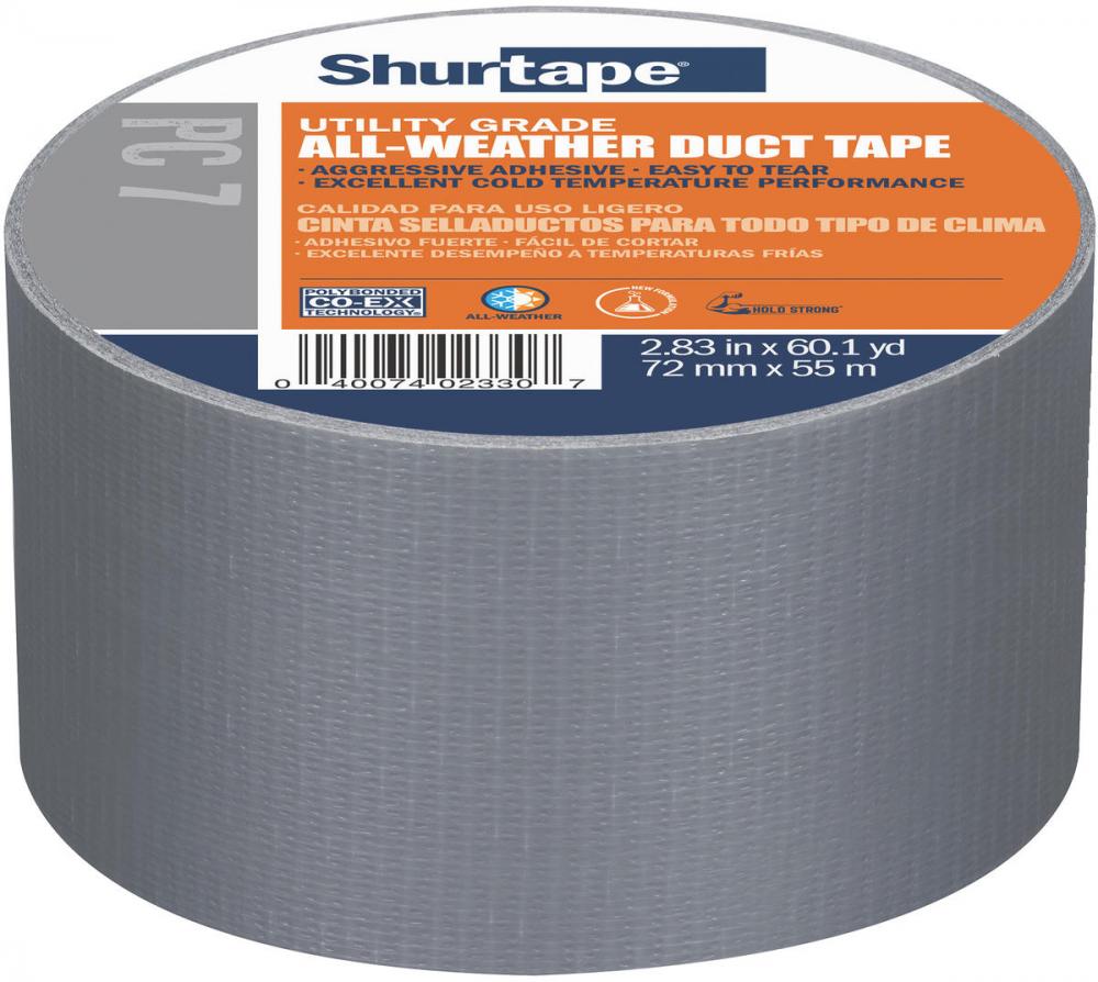 PC 7 Utility Grade, Co-Extruded Duct Tape - Silver - 7 mil - 72mm x 55m - 1 Roll