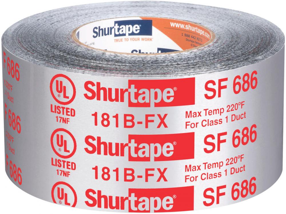 SF 686 UL 181B-FX Listed ShurMASTIC Butyl Foil Tape - Silver Print - 17 mil - 3