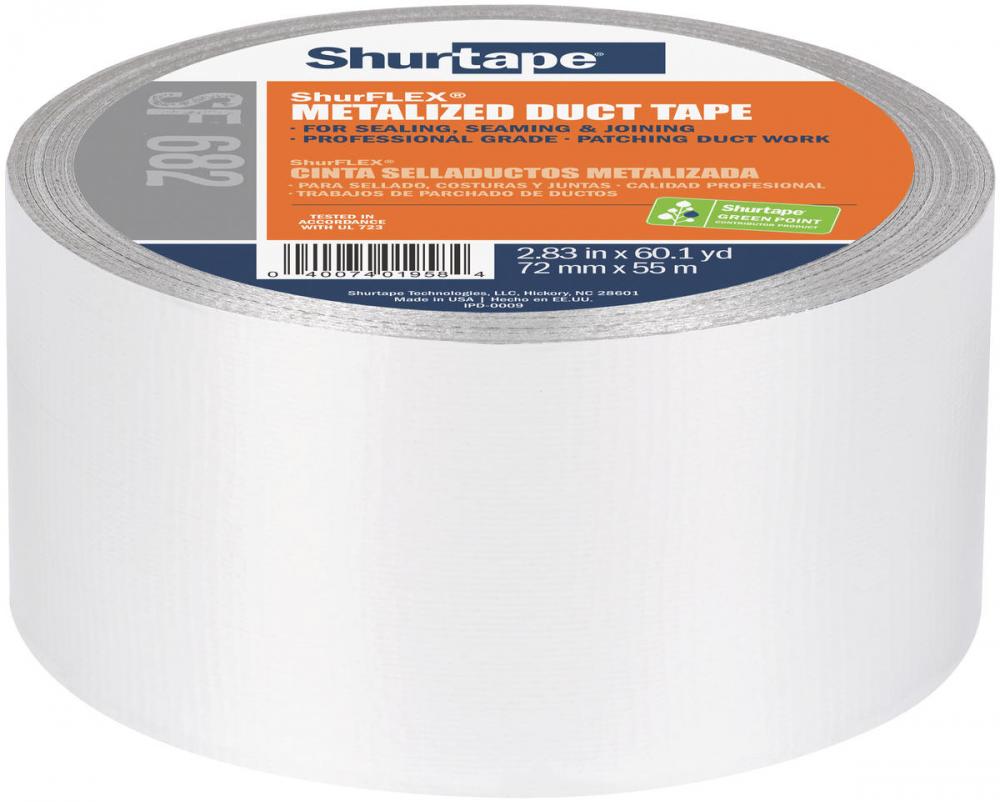 SF 682 ShurFLEX Non-Printed Metalized Cloth Duct Tape - Silver - 10 mil - 72mm