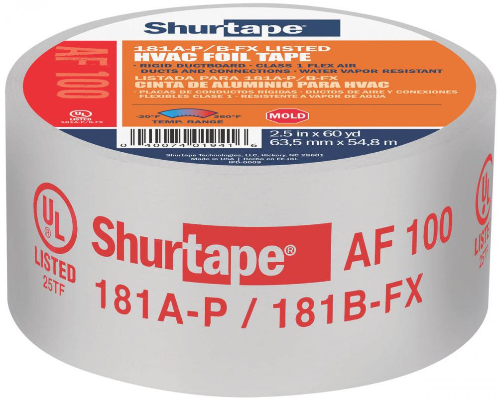 AF 100 UL 181A-P/B-FX Listed/Printed Aluminum Foil Tape - Silver - 4.2 mil - 2 1