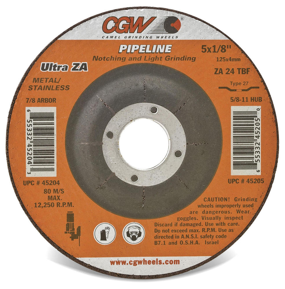 Pipeline 1/8&#34; Depressed Center Grinding Wheels - Zirconia