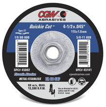 CGW Abrasives 45001 - Quickie Cut Reinforced Cut-Off Wheels, Type 27