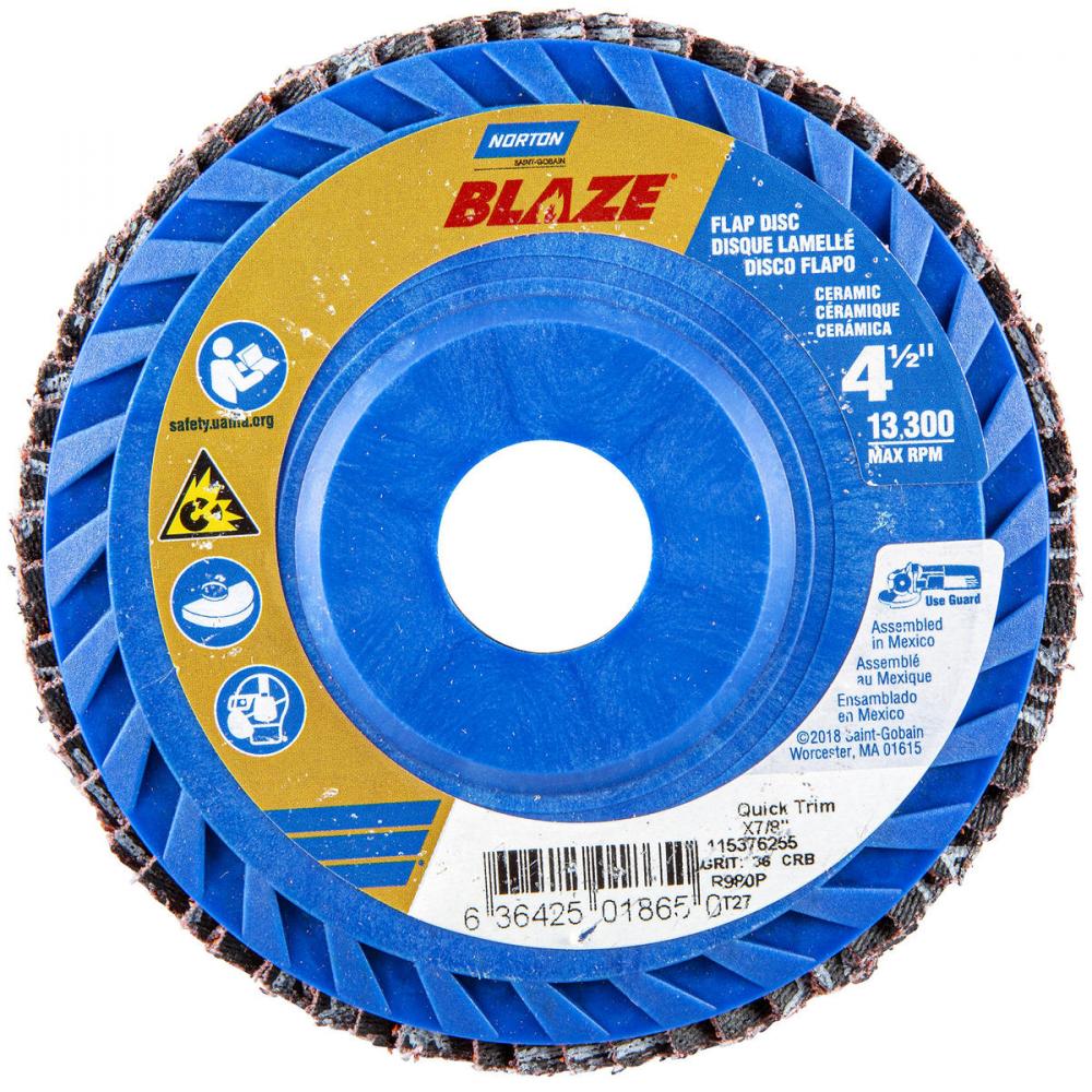 4-1/2 x 7/8 In. Blaze Plastic Flat Flap Disc T27 36 Grit R980P CA