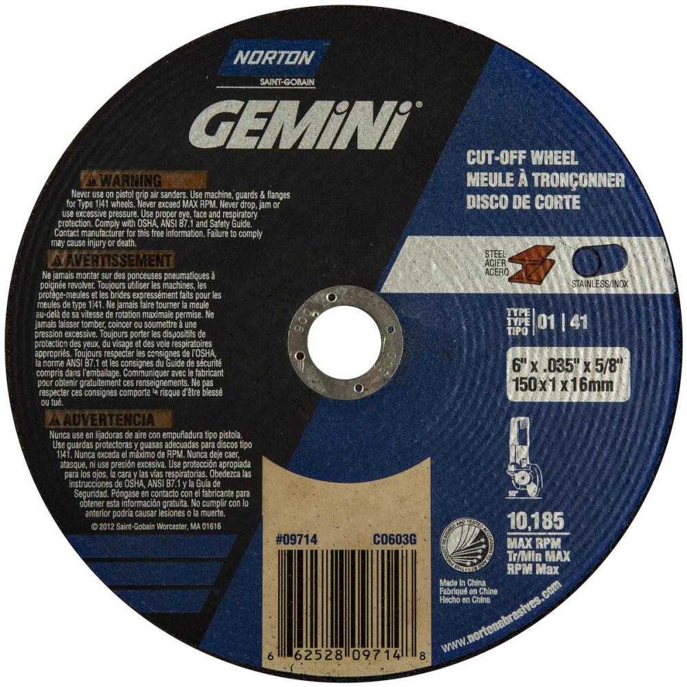 150 mm x 1 mm x 5/8 In. Gemini Circular Saw Cut-Off Wheel 60 O T01/41