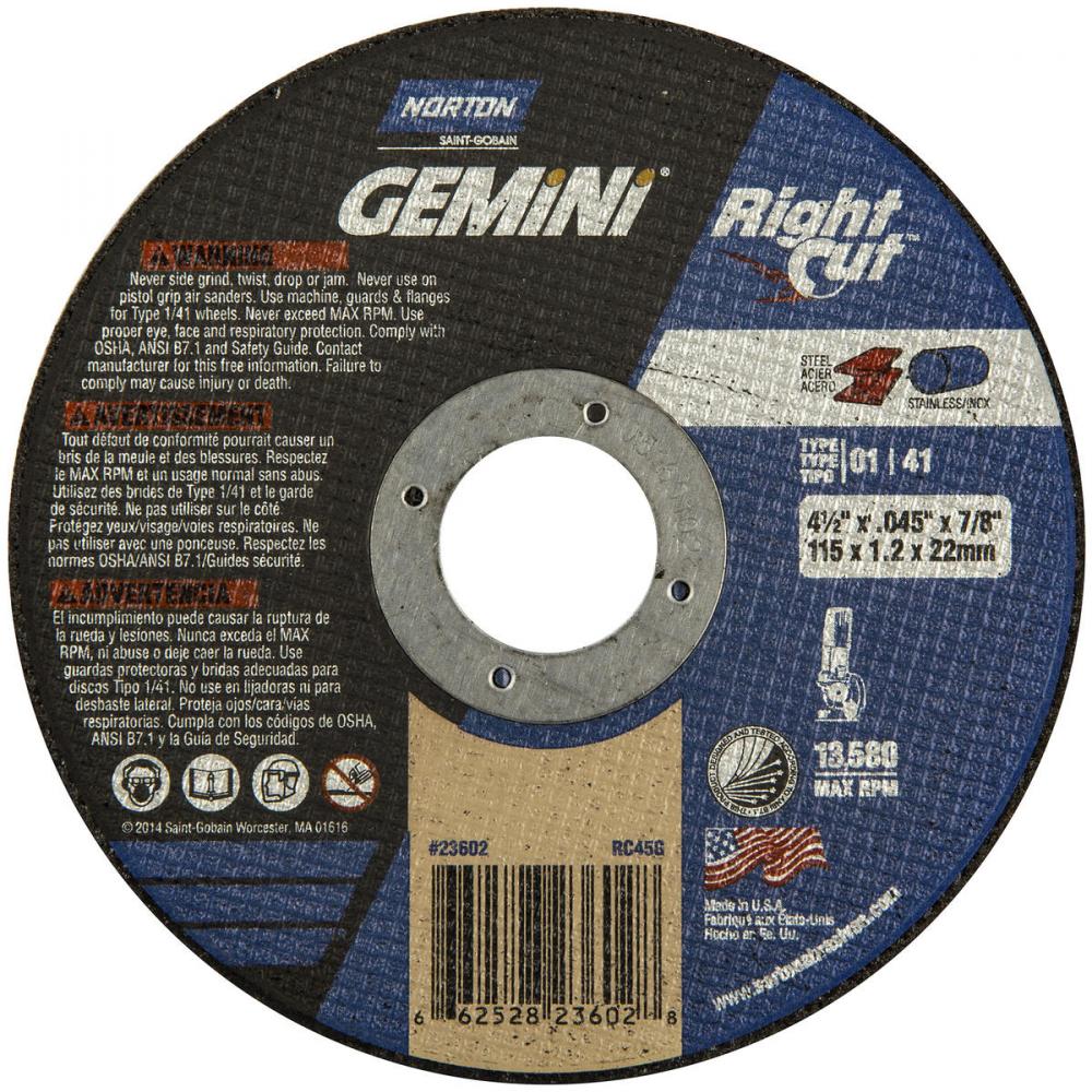 4-1/2 x .045 x 7/8 In. Gemini RightCut Cut-Off Wheel 36 Q T01/41