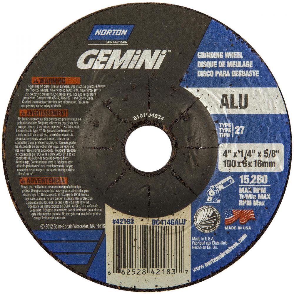 4 x 1/4 x 5/8 In. Gemini ALU Grinding Wheel 46 Q BDA T27