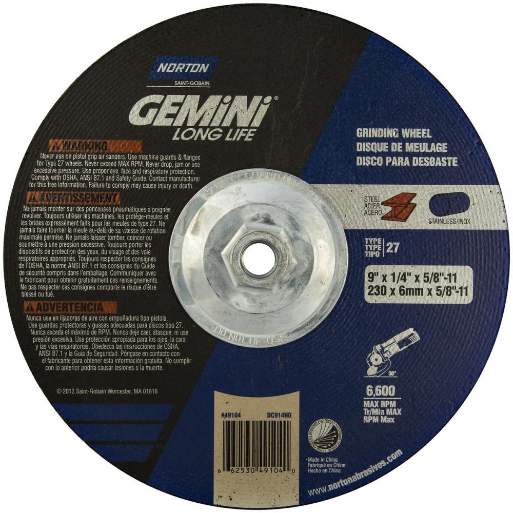 9 x 1/4 x 5/8 - 11 In. Gemini LF Grinding Wheel 24 R T27