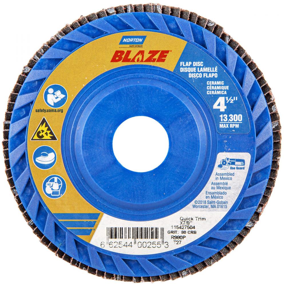 4-1/2 x 7/8 In. Blaze Plastic Flat Flap Disc T27 80 Grit R980P