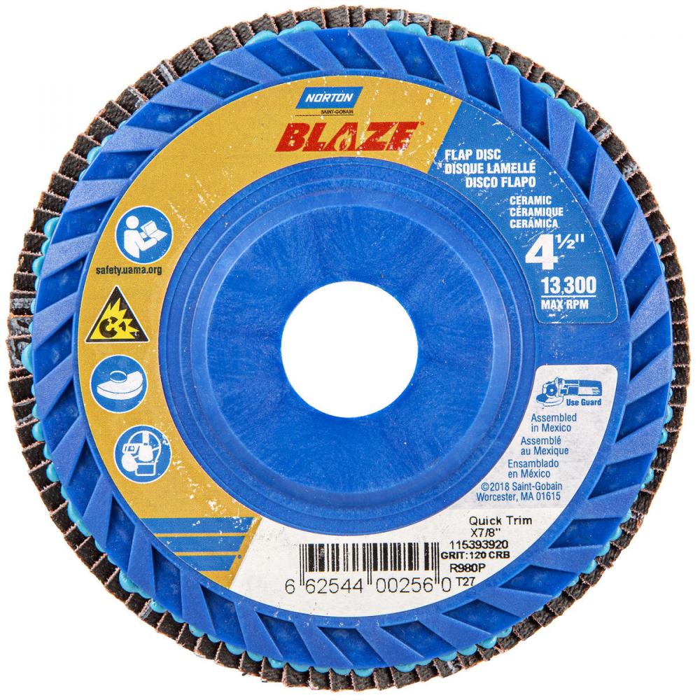 4-1/2 x 7/8 In. Blaze Plastic Flat Flap Disc T27 120 Grit R980P CA