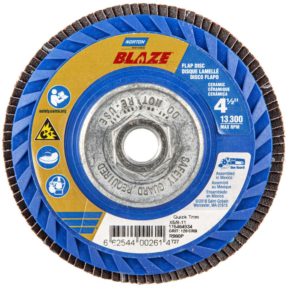 4-1/2 x 5/8 - 11 In. Blaze Plastic Flat Flap Disc T27 120 Grit R980P CA