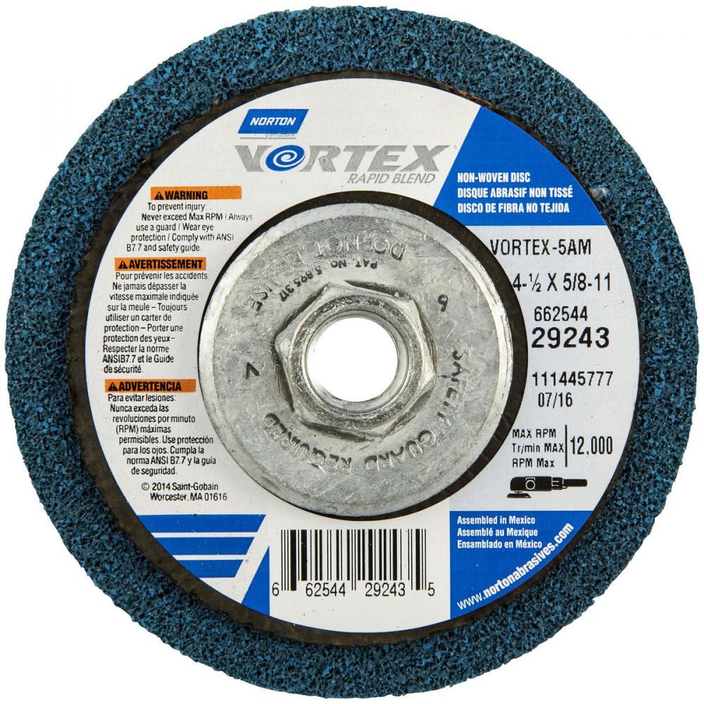 4-1/2 x 5/8 - 11 In. Bear-Tex Vortex Rapid Blend Non-Woven Disc AO M Grit T27