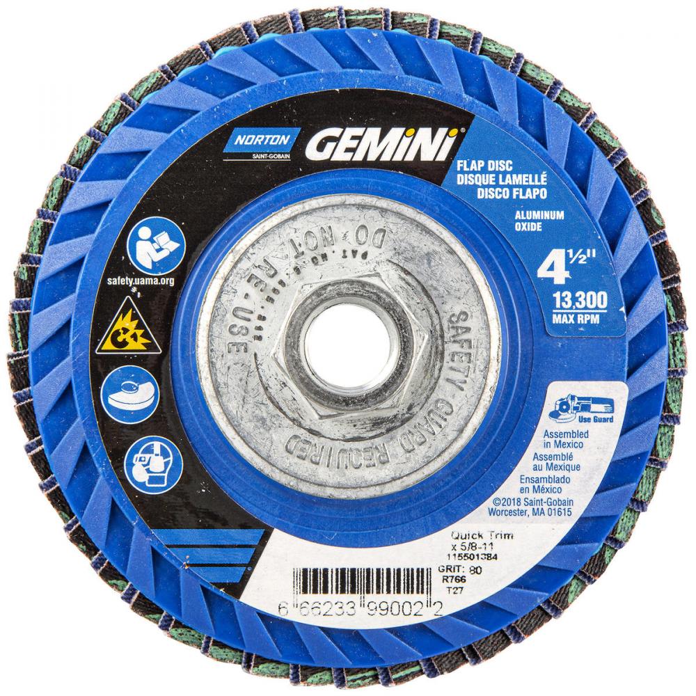 4-1/2 x 5/8 - 11 In. Gemini Plastic Flat Flap Disc T27 P80 Grit R766 ZA