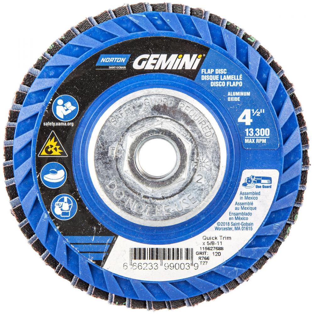 4-1/2 x 5/8 - 11 In. Gemini Plastic Flat Flap Disc T27 P120 Grit R766 ZA