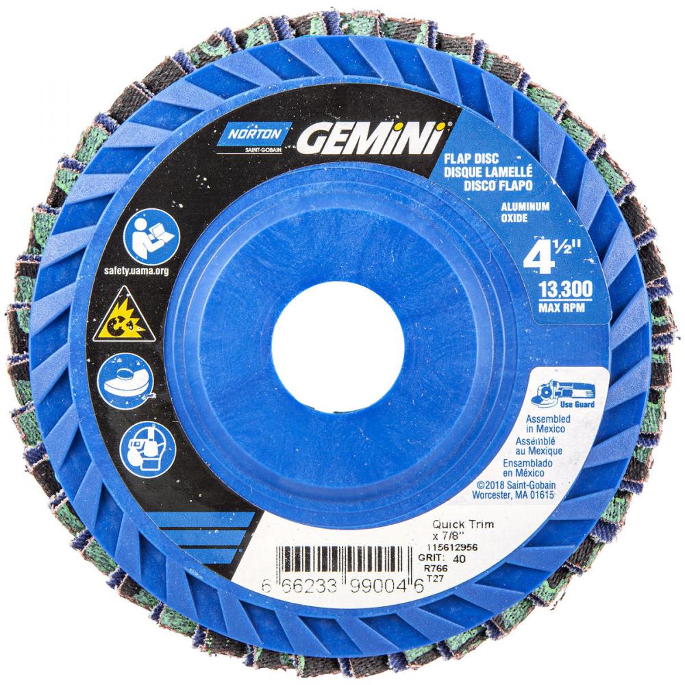 4-1/2 x 7/8 In. Gemini Plastic Flat Flap Disc T27 P40 Grit R766 ZA