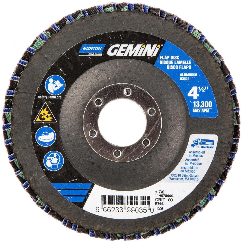 4-1/2 x 7/8 In. Gemini Fiberglass Conical Flap Disc T29 P80 Grit R766 ZA