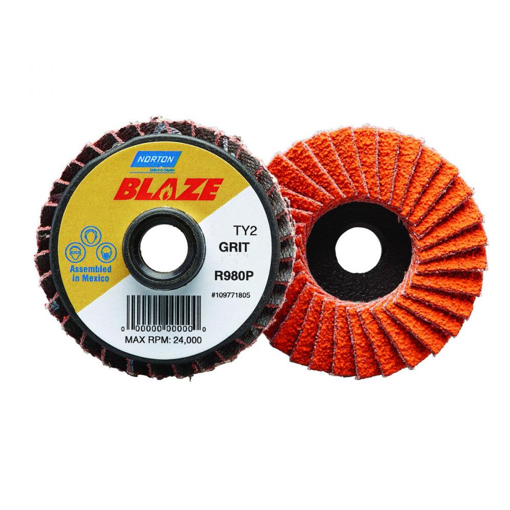 2 In. Blaze Plastic Flat Mini Flap Disc Type II T27 36 Grit R980P CA