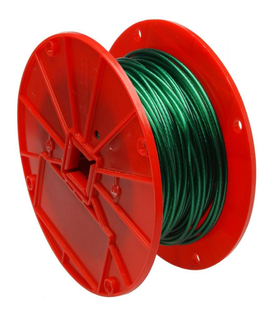 CABLE,1/16&#34; 1X7 COATED GREEN,250&#39; REEL