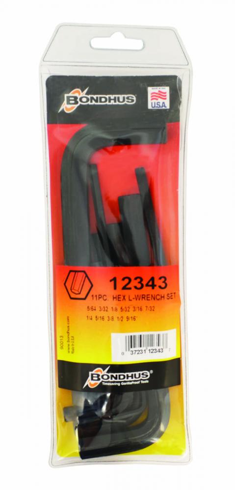 Set 11 Hex Key Set Short (5/64-9/16&#34;) w/o 7/64, 9/64, 7/16