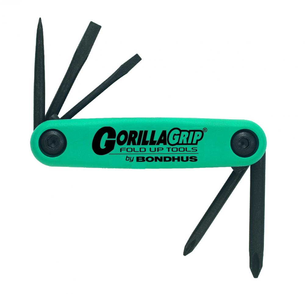 Set 5 Utility GorillaGrip Fold-up Tools PH#1, #2, SL1/8, 3/16, Awl