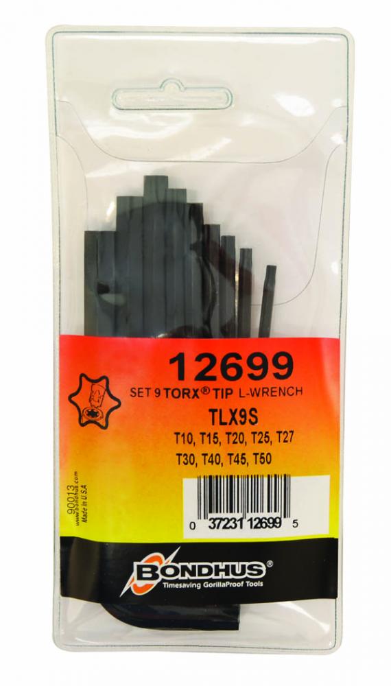 Set 9 TorxÂ® Key Set Long (T10 - T50)  Pouch