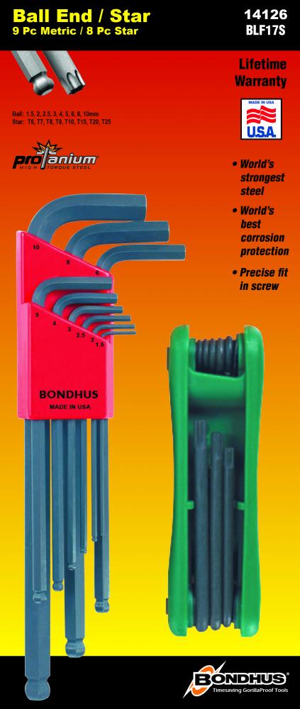 Bonus Pack - Ball EndL-wrench Set 10999 (1.5-10mm) & GorillaGrip Fold-up Set 12632 (T6-T25)