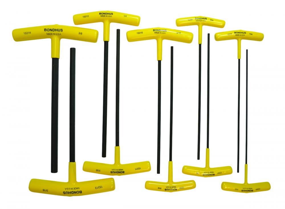 Set 10 Hex T-Handles 9&#34; Length 3/32-3/8&#34;