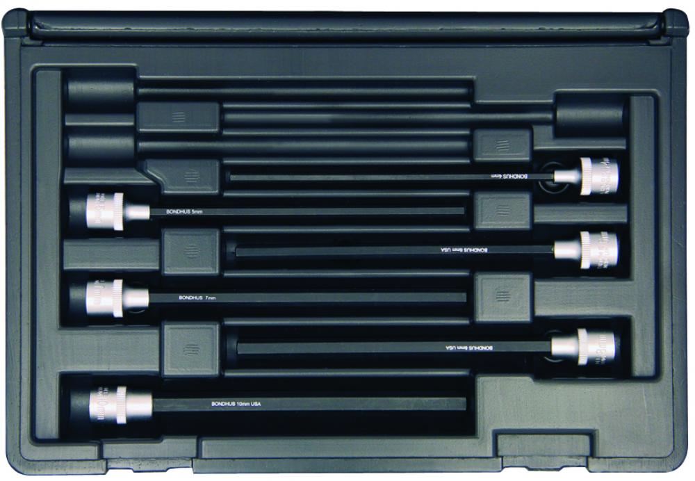 Set 6 ProHold Hex Bits 6&#34; (4-10mm) w/Sockets in Molded Black Case