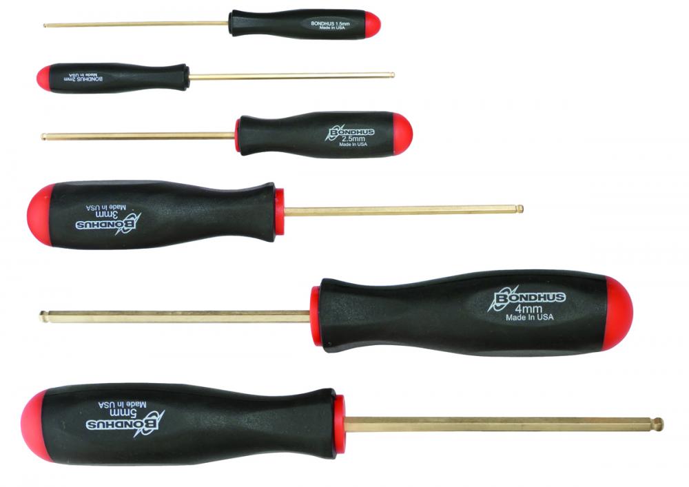 Set 6 GoldGuard Plated Ball End Screwdrivers 1.5-5mm