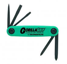 Bondhus 12545 - Set 5 Utility GorillaGrip Fold-up Tools PH#1, #2, SL1/8, 3/16, Awl