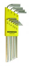 Bondhus 16138 - Set 10 BriteGuard Plated Hex L-wrenches 1/16-1/4" - Long