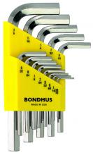 Bondhus 16237 - Set 13 BriteGuard Plated Hex L-wrenches .050-3/8" - Short