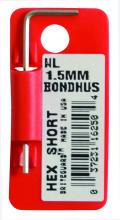 Bondhus 16250 - 1.5mm BriteGuard Plated Hex L-wrench - Short - Tagged/Barcoded