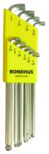 Bondhus 16738 - Set 10 BriteGuard Plated Stubby Ball End L-wrenches 1/16-1/4"