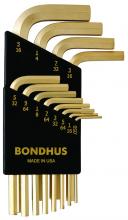 Bondhus 38236 - Set 12 GoldGuard Plated Hex L-wrenches .050-5/16" - Short