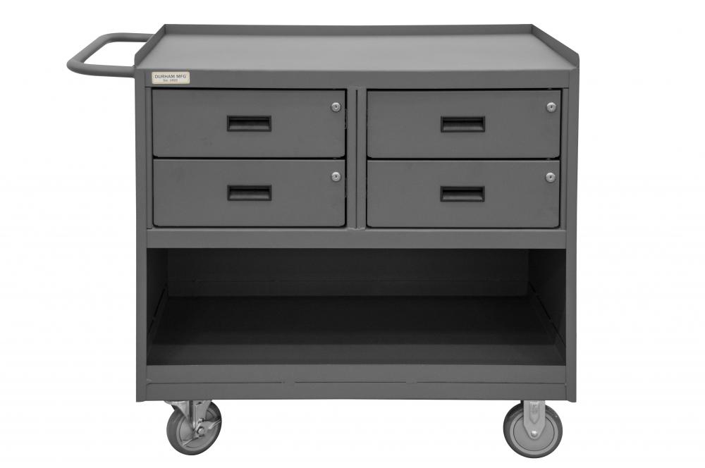 Mobile Bench Cabinet, 4 Drawer, Steel