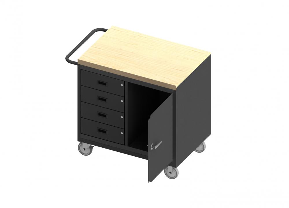 Mobile Bench Cabinet, 4 Drawer, Mat