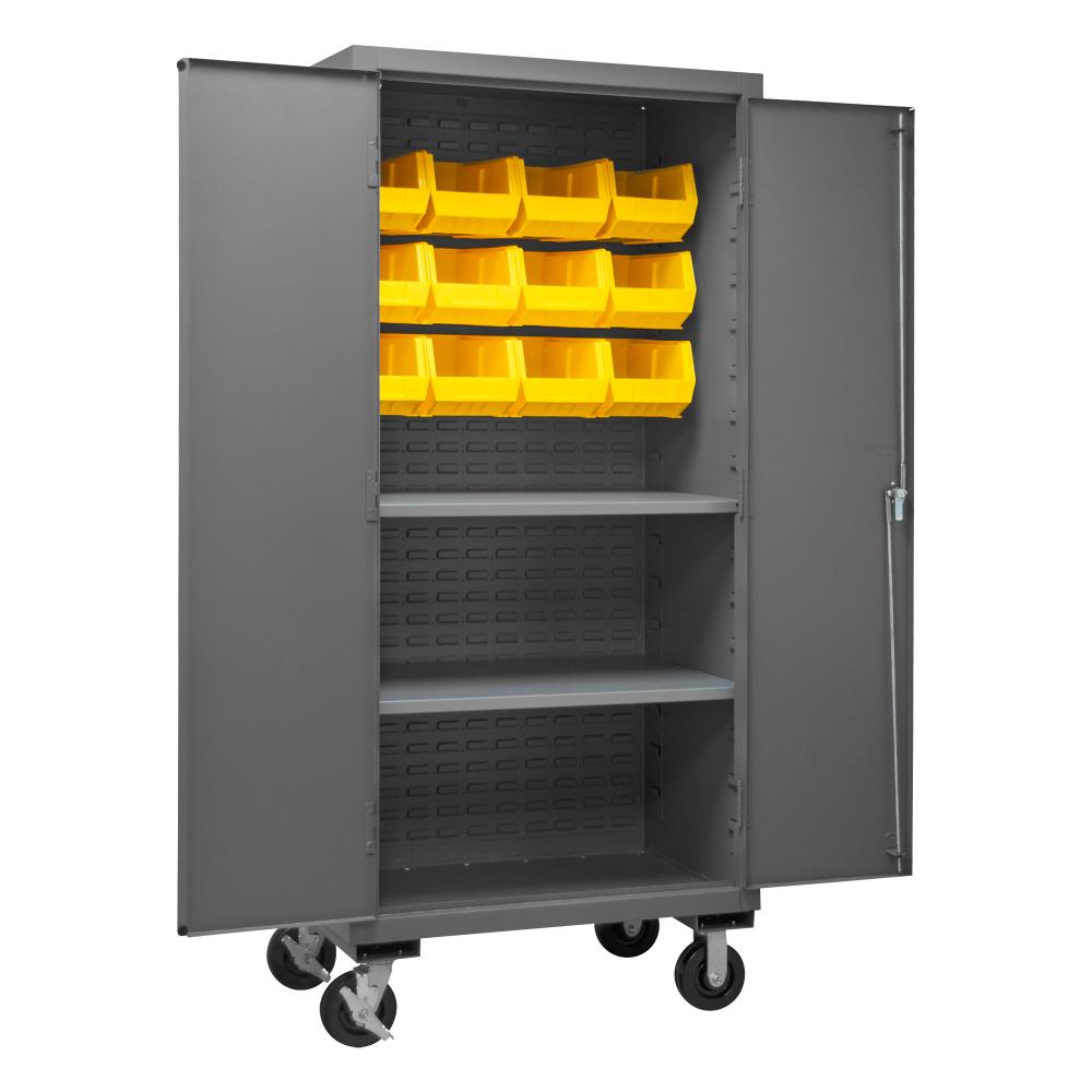 Mobile Cabinet, 2 Shelves, 12 Bins