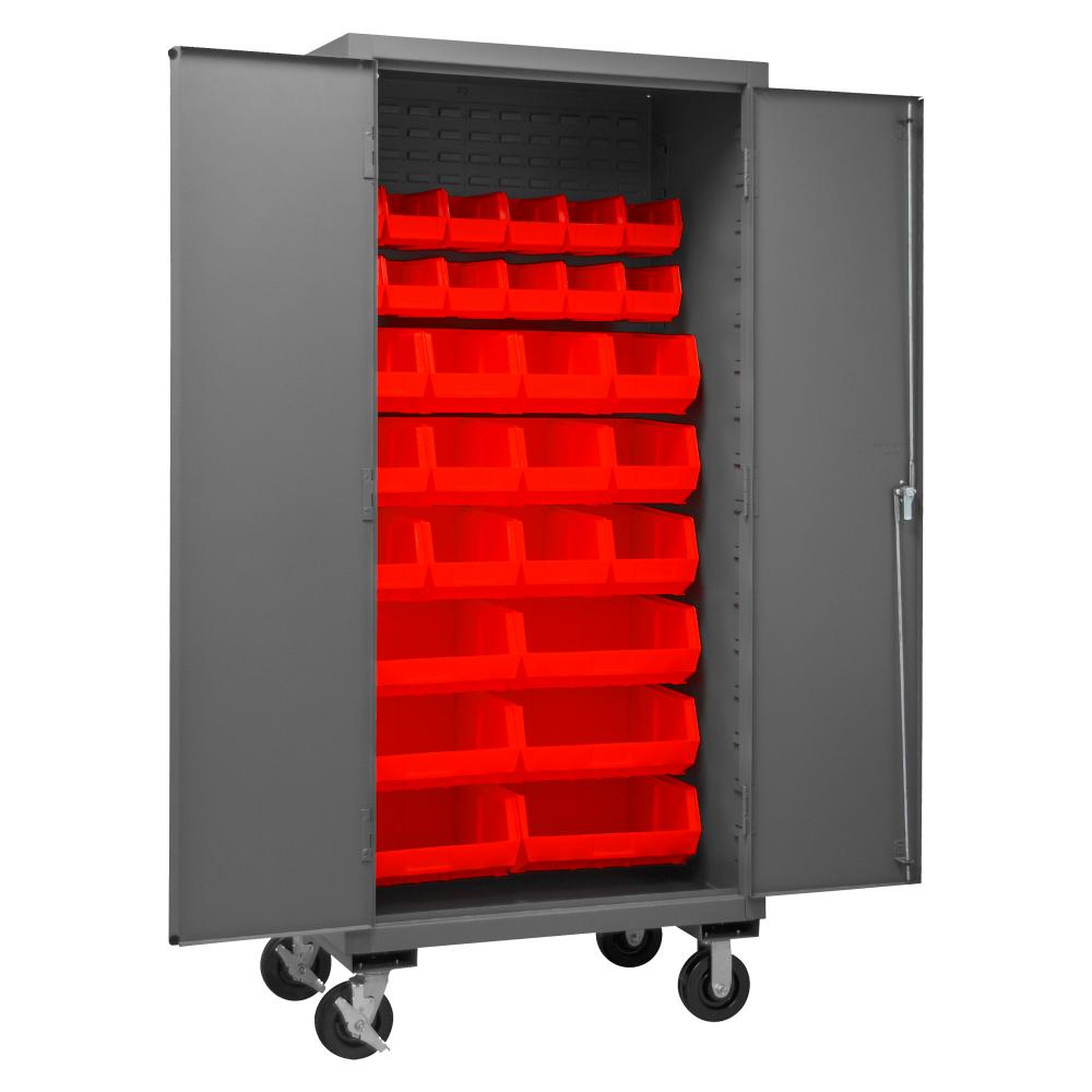 Mobile Cabinet, 30 Red Bins