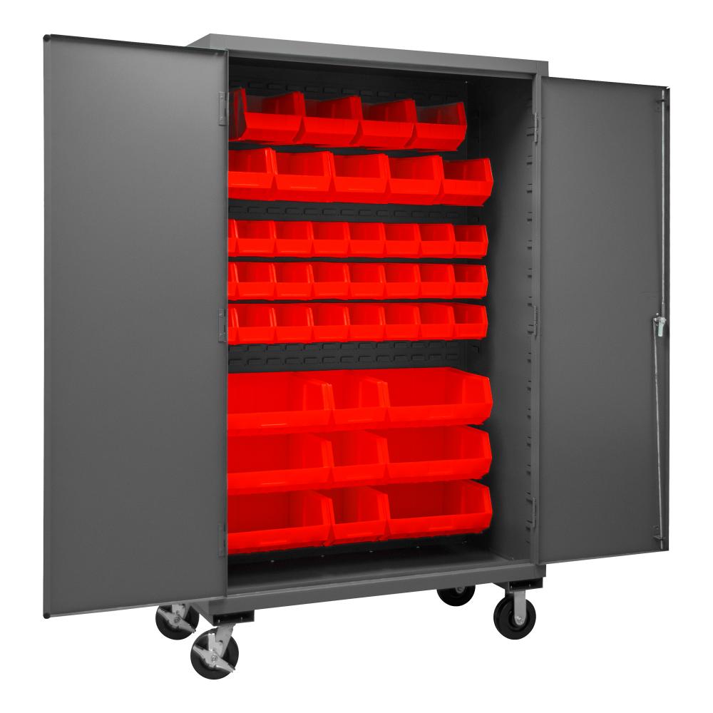 Mobile Cabinet, 42 Red Bins