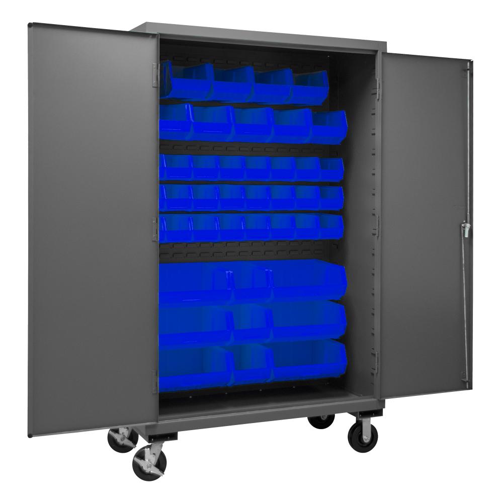 Mobile Cabinet, 42 Blue Bins