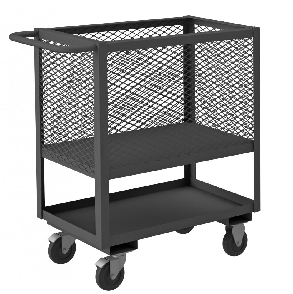 4 Sided Mesh Low Deck Truck, 2 Shelves