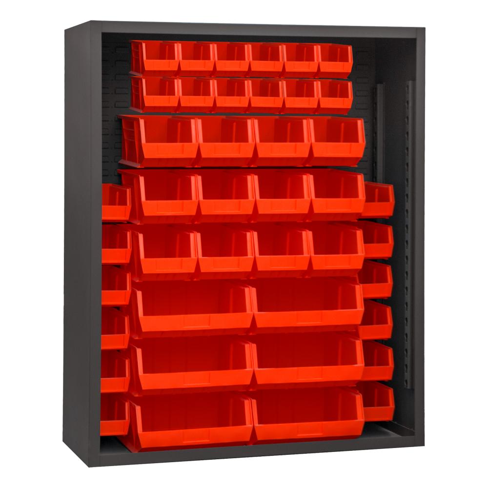 Enclosed Shelving, 42 Blue Bins Enclosed Shelving, 42 Blue Bins