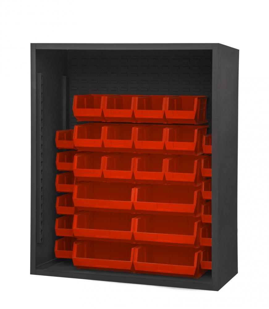 Enclosed Shelving, 30 Blue Bins Enclosed Shelving, 30 Blue Bins