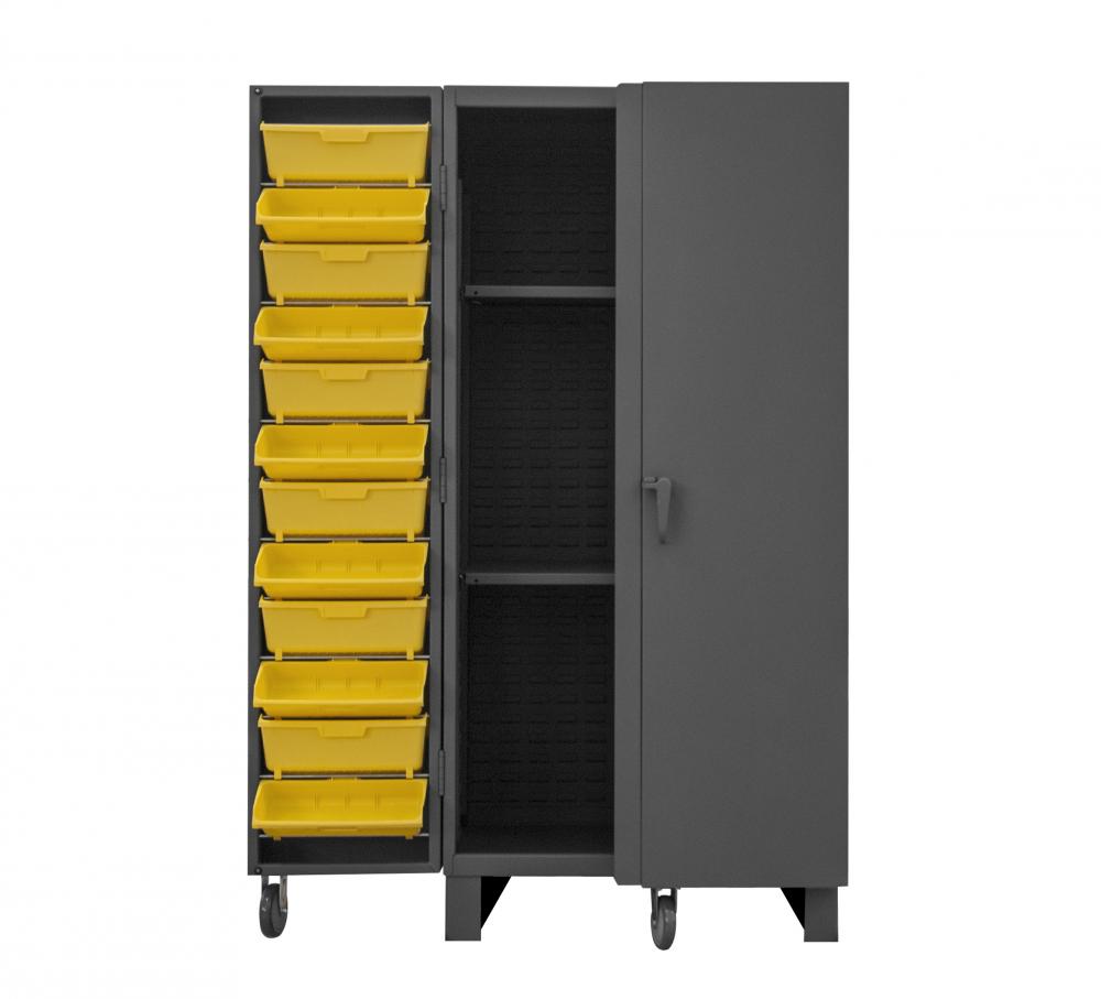 Cabinet, 2 Shelves, 12 Yellow Bins