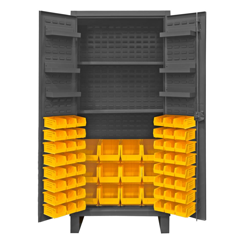 Cabinet, 2 Shelves, 60 Yellow Bins