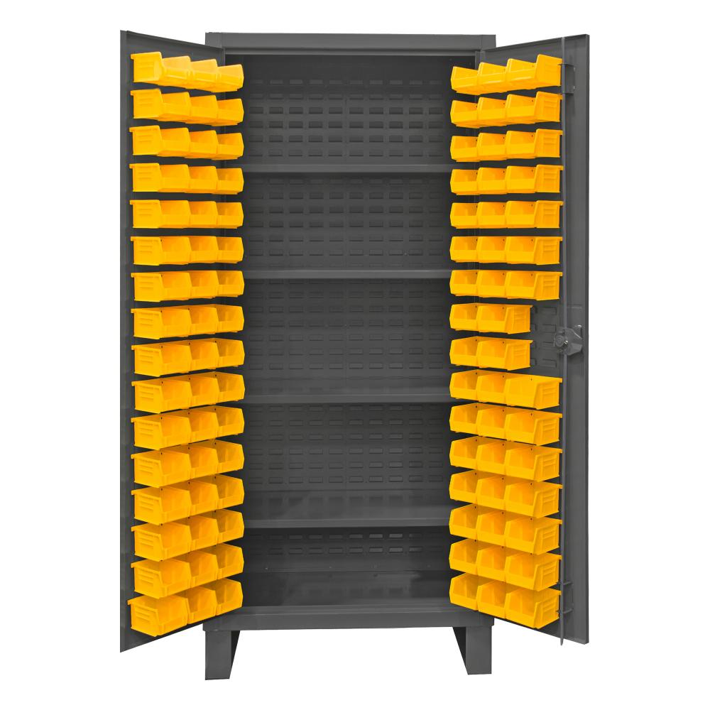 Cabinet, 4 Shelves, 96 Yellow Bins