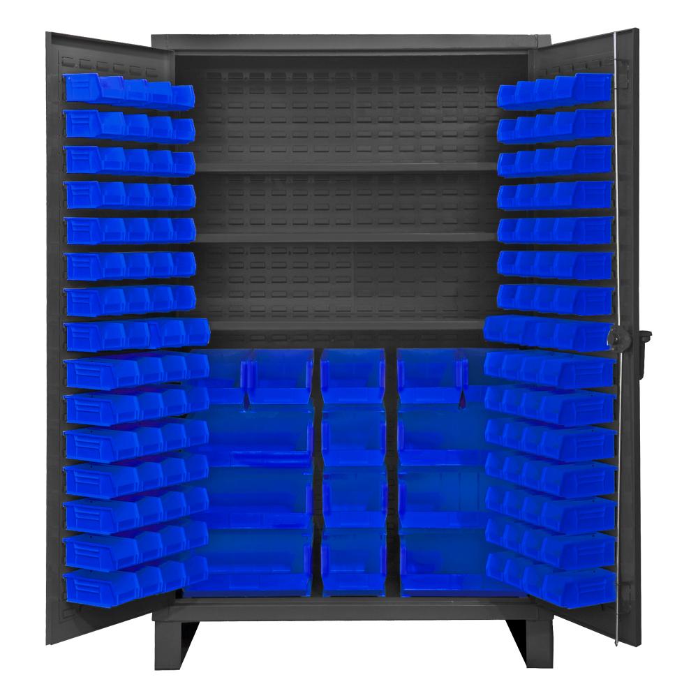 Cabinet, 3 Shelves, 134 Blue Bins