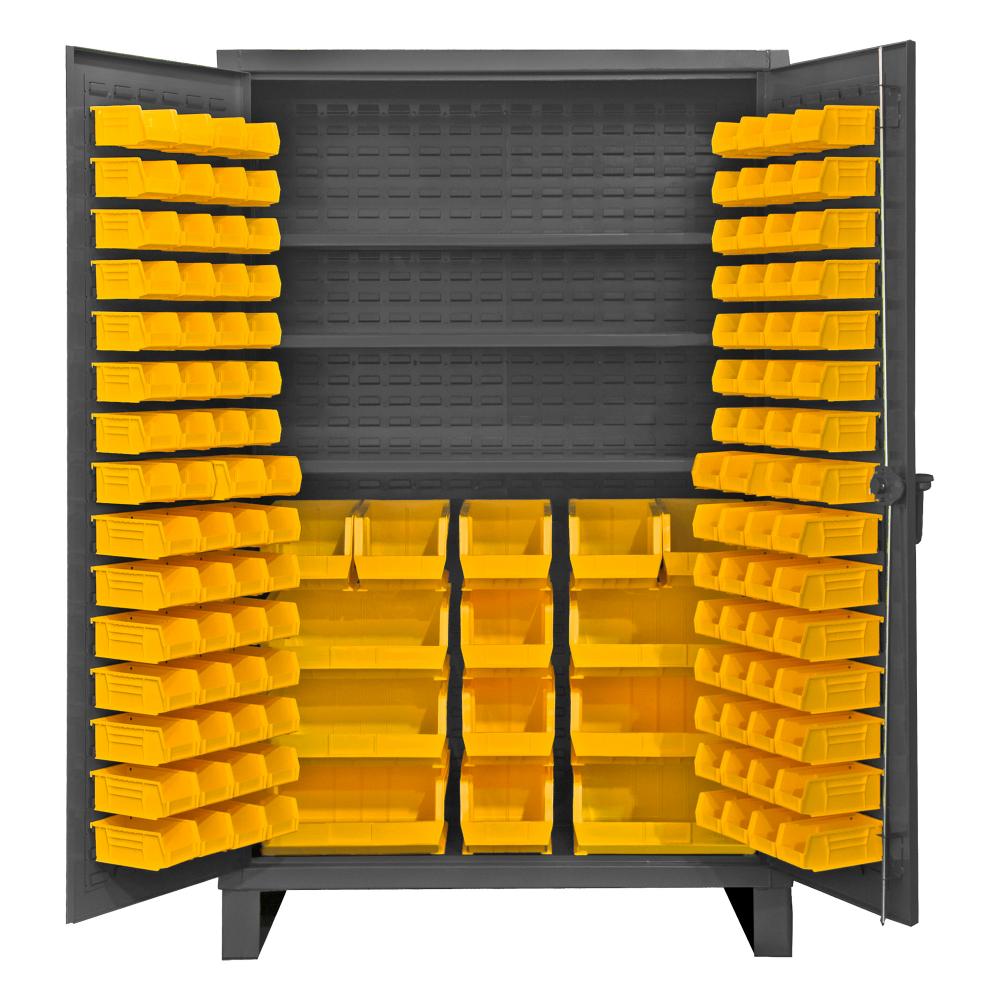 Cabinet, 3 Shelves, 134 Yellow Bins