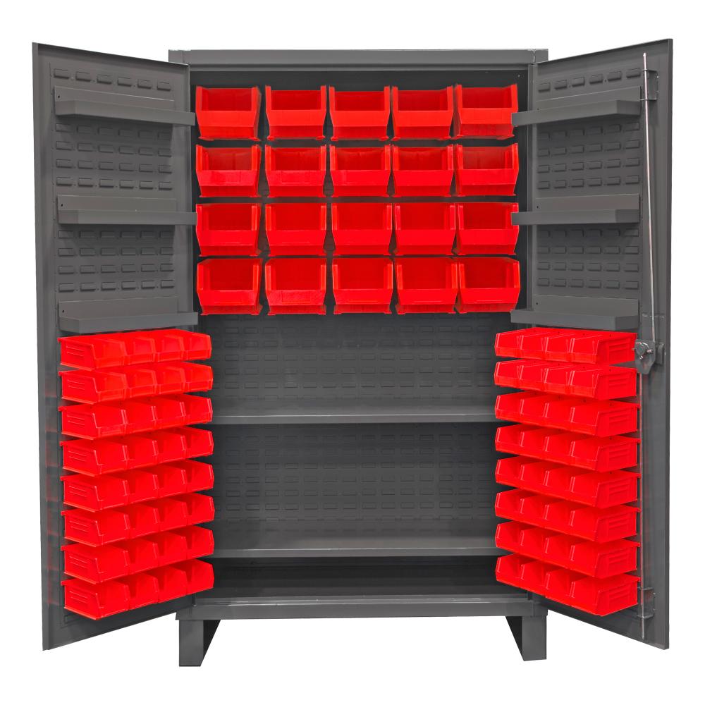 Cabinet, 2 Shelves, 84 Red Bins