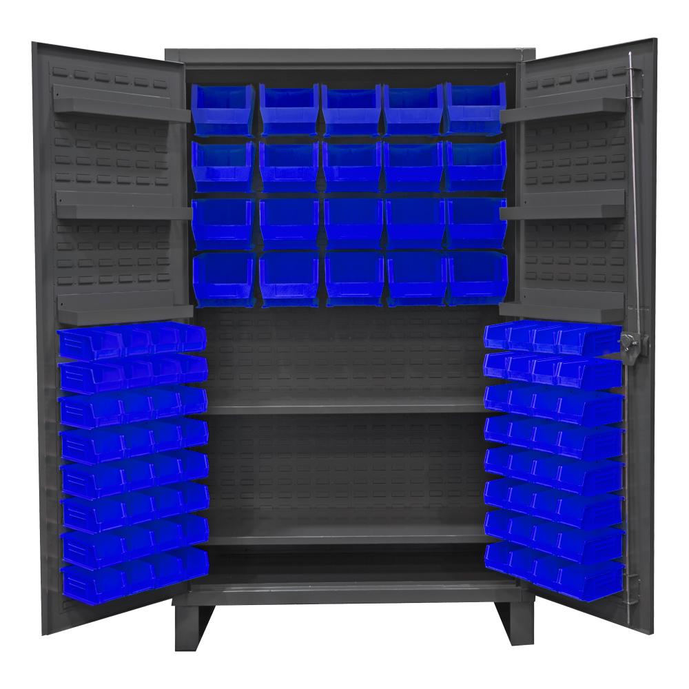 Cabinet, 2 Shelves, 84 Blue Bins